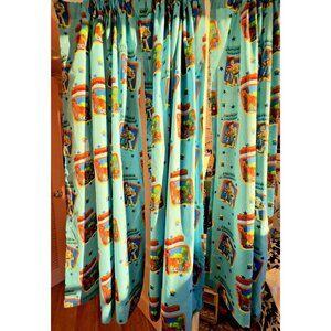 3 Curtain Panels DISNEY Pixar TOY STORY Rod Pocket Drapes 42"x 63" Double Window